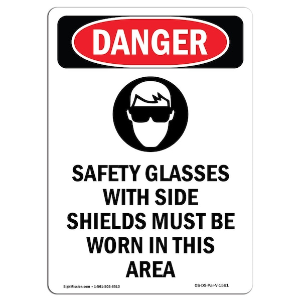 OSHA Sign, Glasses W/, 14in X 10in Aluminum, 10" W, 14" H, Portrait, OS-DS-A-1014-V-1561